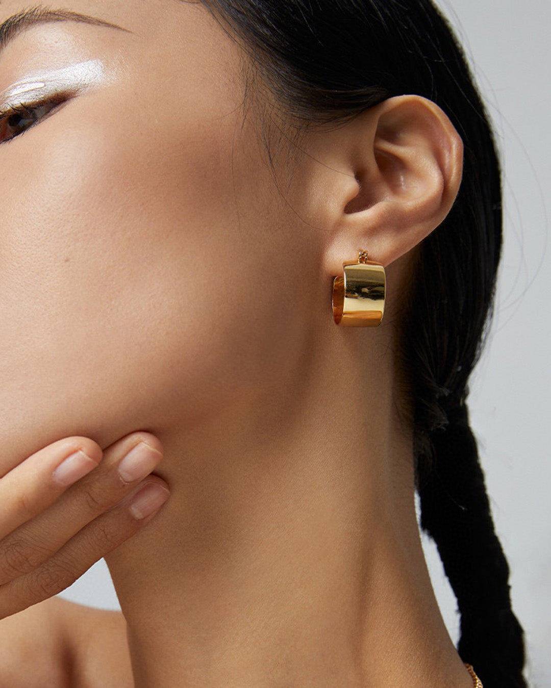 Chunky Hoop Earrings in Gold