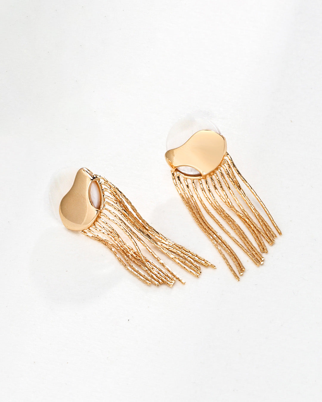 Fringe Statement Earrings Inlay Pearl