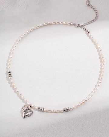 Eternal Heart Pendant Pearl Necklace