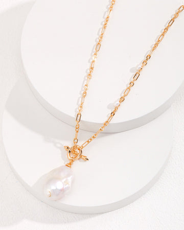 Long Chain Single Pearl Necklace