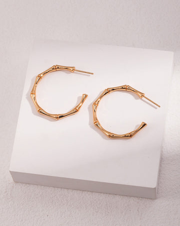 Minimalist Bamboo Hoop Earrings