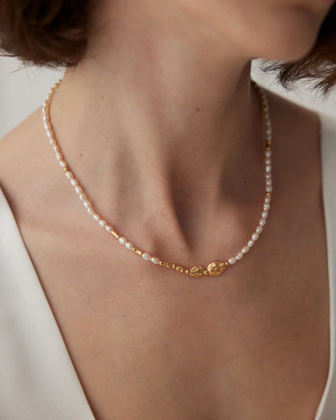 Freshwater Pearl Necklace in Gold