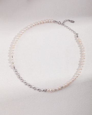 Zirconia Pearl Choker Necklace