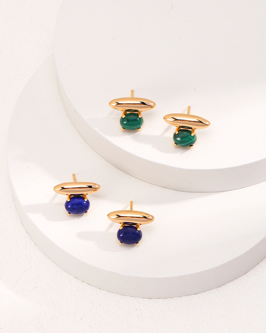 Gemstone Stud Earrings in Gold