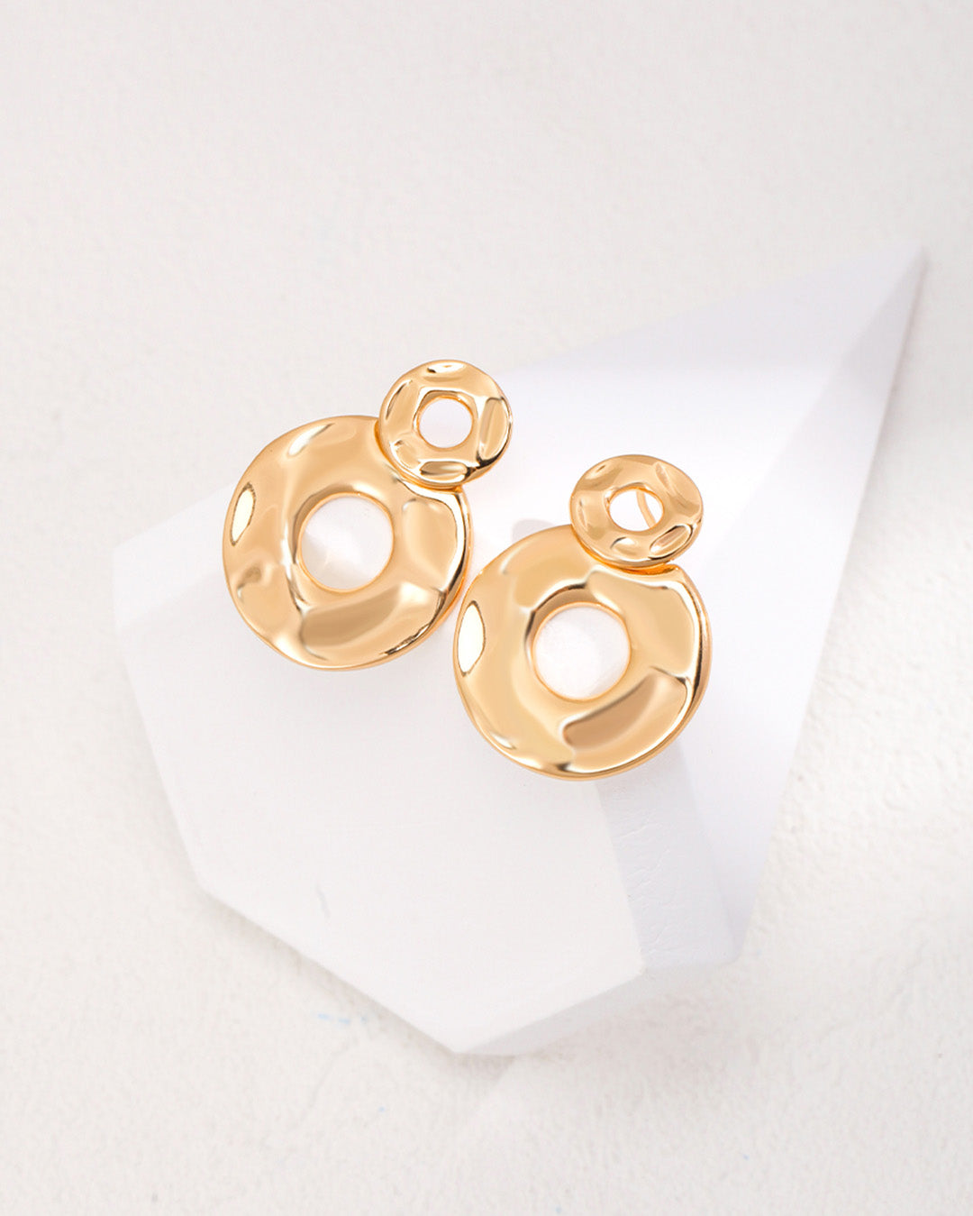 Hollow Hoop Drop Earrings in Gold