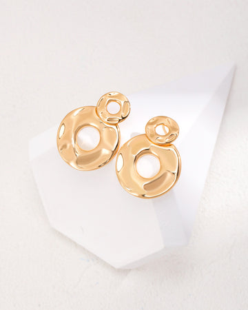 Hollow Hoop Drop Earrings in Gold