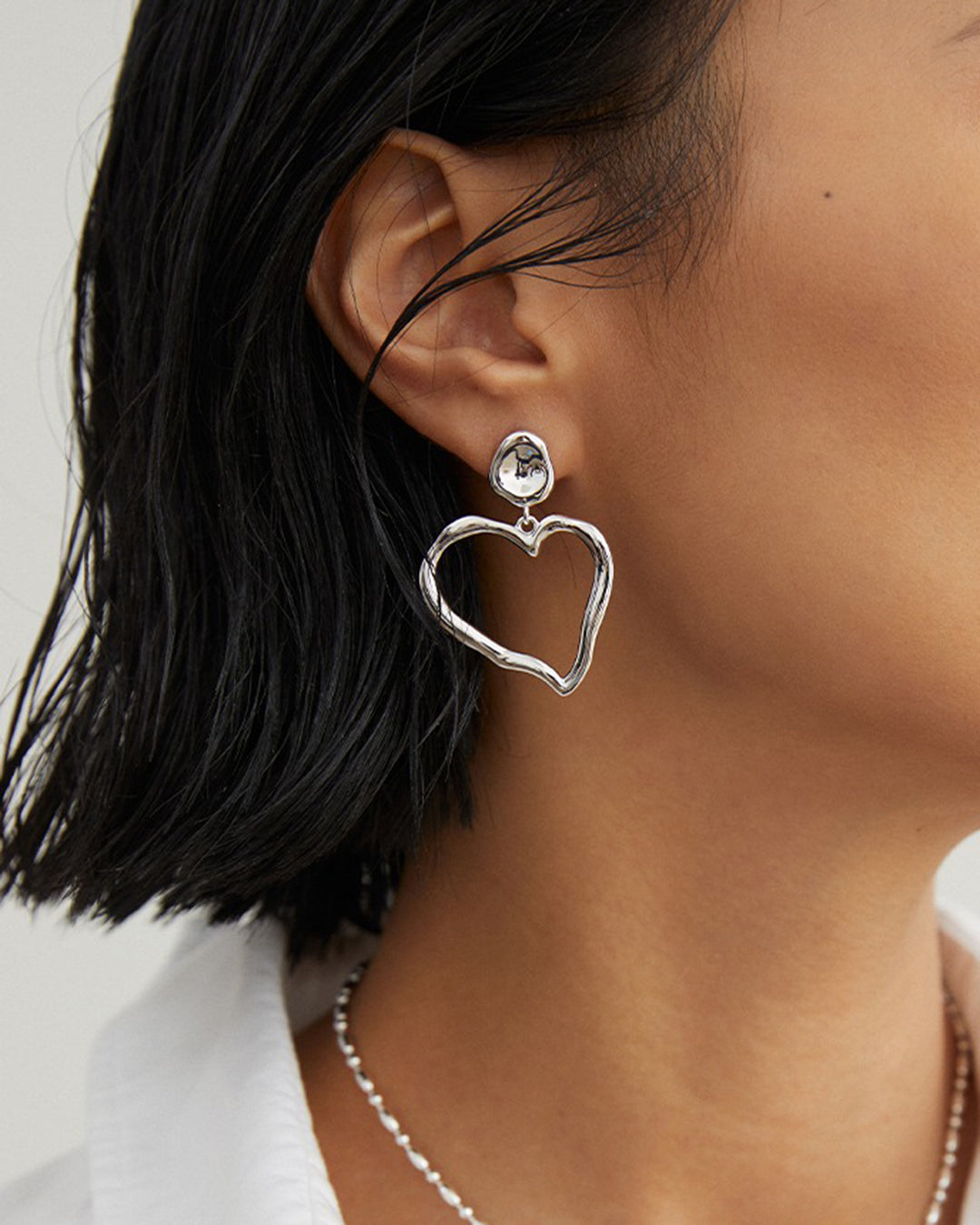 Asymmetrical Heart Statement Earrings