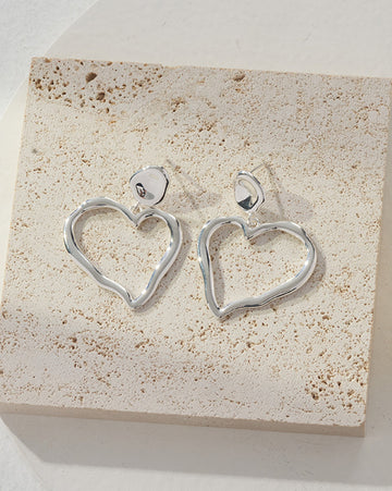 Asymmetrical Heart Statement Earrings