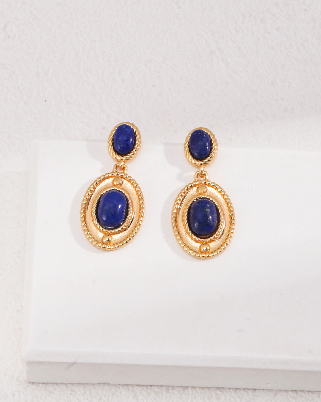 Lapis Dangle Earrings in Gold