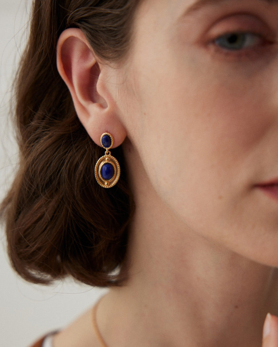 Lapis Dangle Earrings in Gold