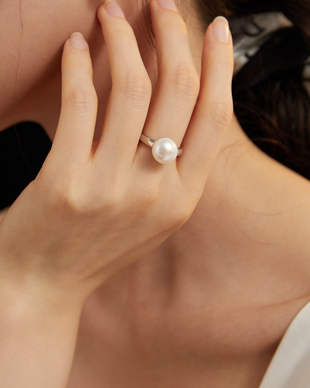 Elegant Open Pearl Ring