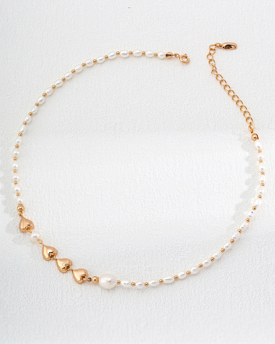 Puff Heart Pearl Necklace