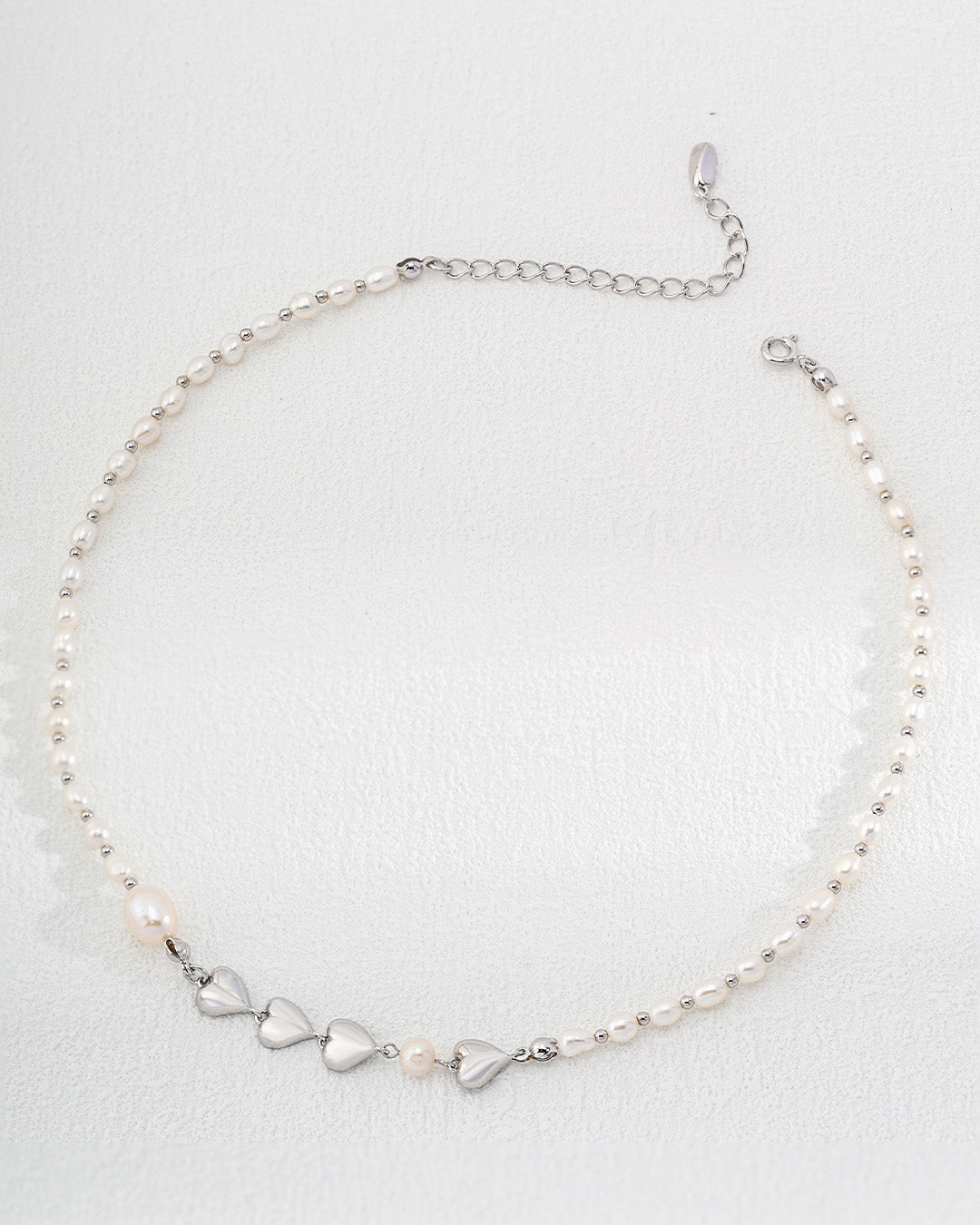 Puff Heart Pearl Necklace