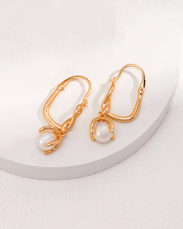 Single Pearl Hoop Earrings