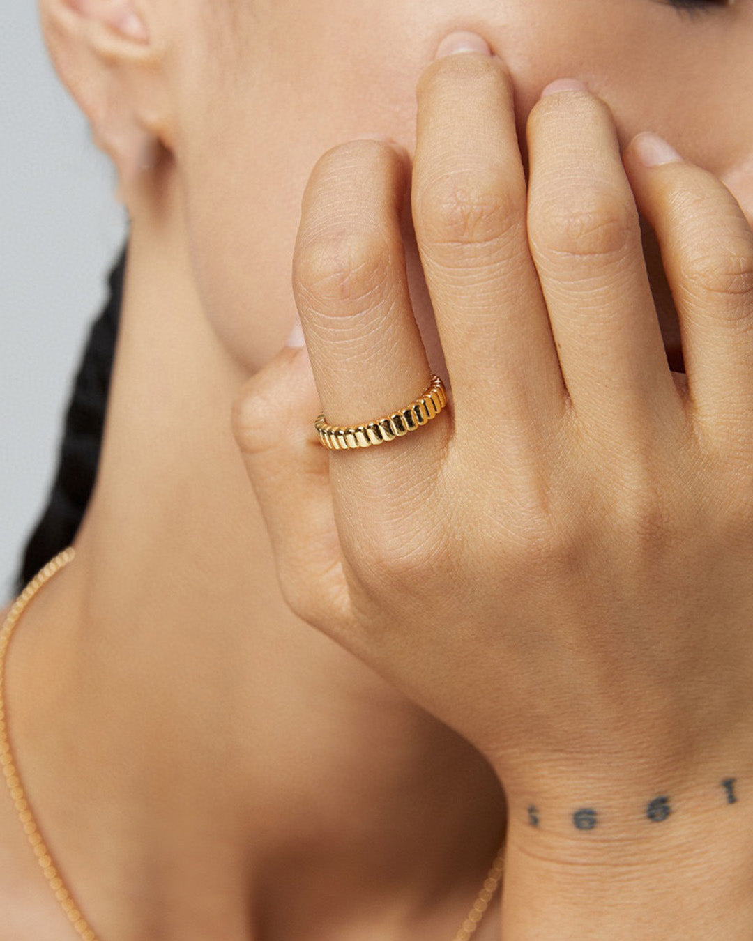 Ribbed Open Band Ring